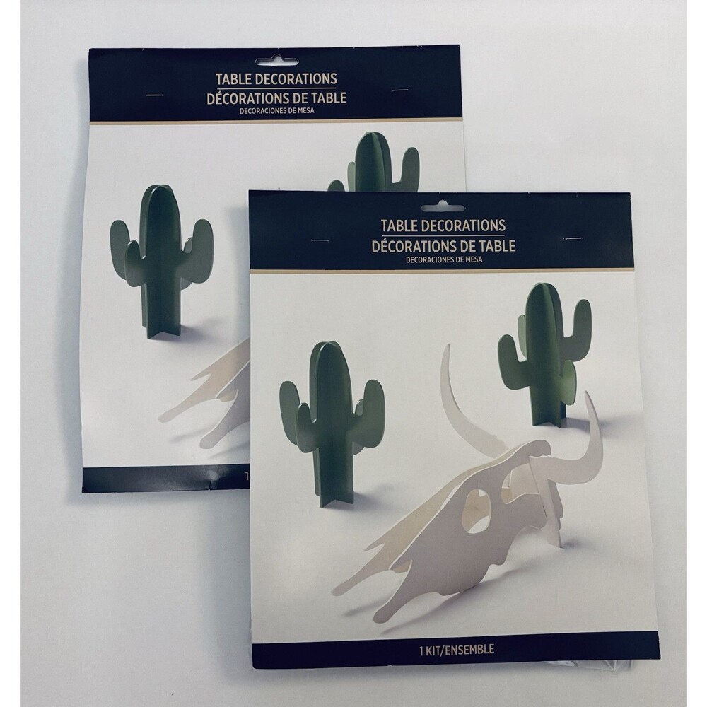 Lot 2 NEW Amscan Western Table Decorations- 3D Wood Party Centerpieces